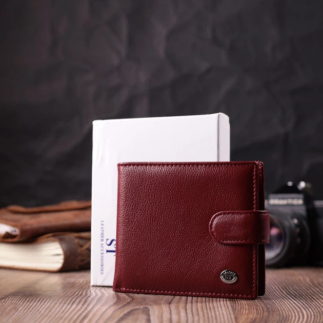 Практичний жіночий гаманець з натуральної шкіри ST Leather 22554 бордовий - Фото 9 Практичний жіночий гаманець з натуральної шкіри ST Leather 22554 бордовий - зображення 9