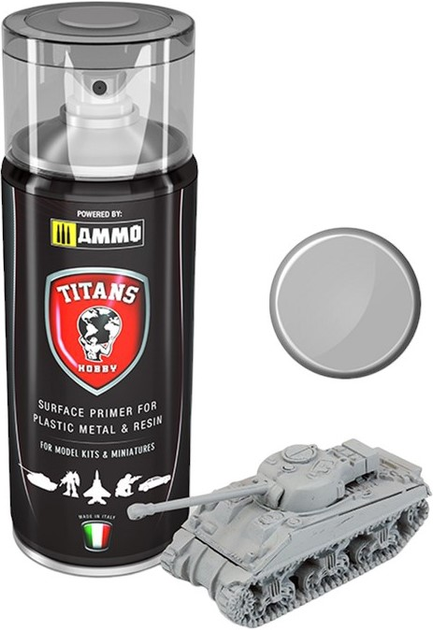 Farba w sprayu Ammo Titans Hobby Matt Primer Light Grey 400 ml (7426842918861) - obraz 1