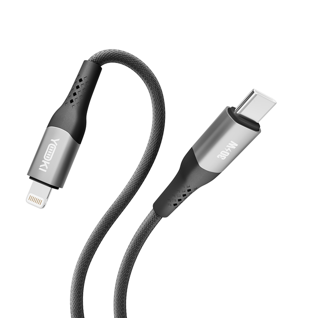 Кабель для зарядки и обмена данными USB YOKI YK-SO15 SOLID Series Type-C to Lightning 30W (3A/10V), 1.2 метра, Черный - Фото 5 Кабель для зарядки и обмена данными USB YOKI YK-SO15 SOLID Series Type-C to Lightning 30W (3A/10V), 1.2 метра, Черный - изображение 5