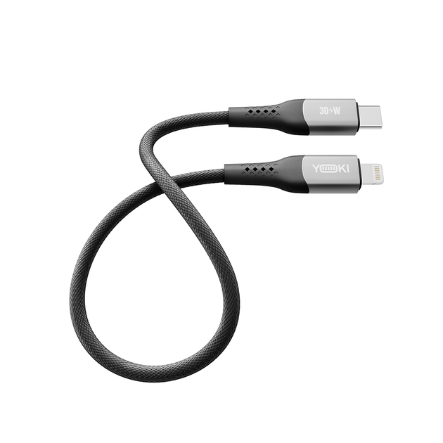 Кабель для зарядки и обмена данными USB YOKI YK-SO15 SOLID Series Type-C to Lightning 30W (3A/10V), 0.25 метра, Черный - изображение 5