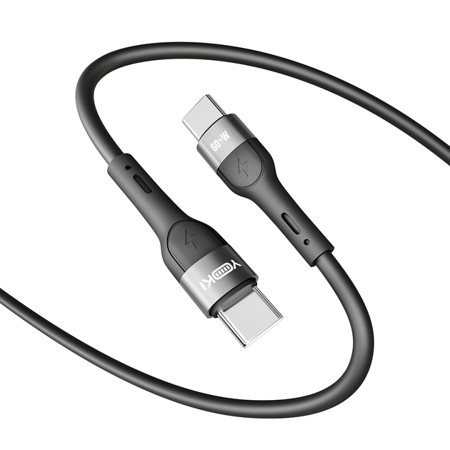 Кабель для зарядки и обмена данными USB YOKI YK-EX11 EXTRA Series Type-C to Type-C 60W (3A/20V) 1.2m Black - изображение 4