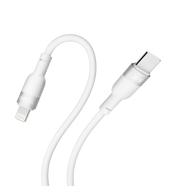 Кабель для зарядки и обмена данными USB YOKI YK-SI50 SILICONE Series Type-C to Lightning 30W (3A/10V), 1.2 метра, Белый - Фото 6 Кабель для зарядки и обмена данными USB YOKI YK-SI50 SILICONE Series Type-C to Lightning 30W (3A/10V), 1.2 метра, Белый - изображение 6