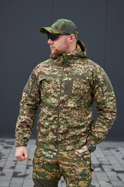 Чоловіча Куртка Хижак "Soft Shell" з капюшоном камуфляжна розмір 3XL - зображення 2