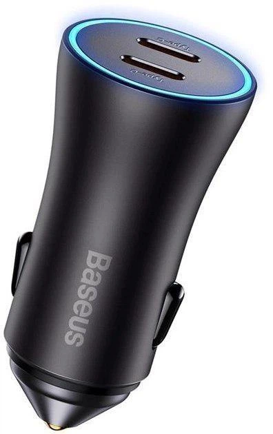 Зарядное устройство в автомобиль Baseus Type-C + Type-C 40W Dark Gray (CGJP000013) - Фото 3 Зарядное устройство в автомобиль Baseus Type-C + Type-C 40W Dark Gray (CGJP000013) - изображение 3