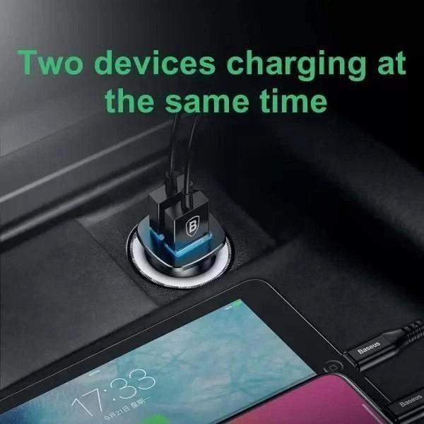 Зарядное устройство в автомобиль Baseus Square Metal 30W Quick Charge 3.0 2USB 5A Black (CCALL-DS01) - изображение 8