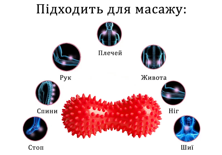 Массажный мяч Wealis арахис с шипами жесткий красный (ролик-валик для ...