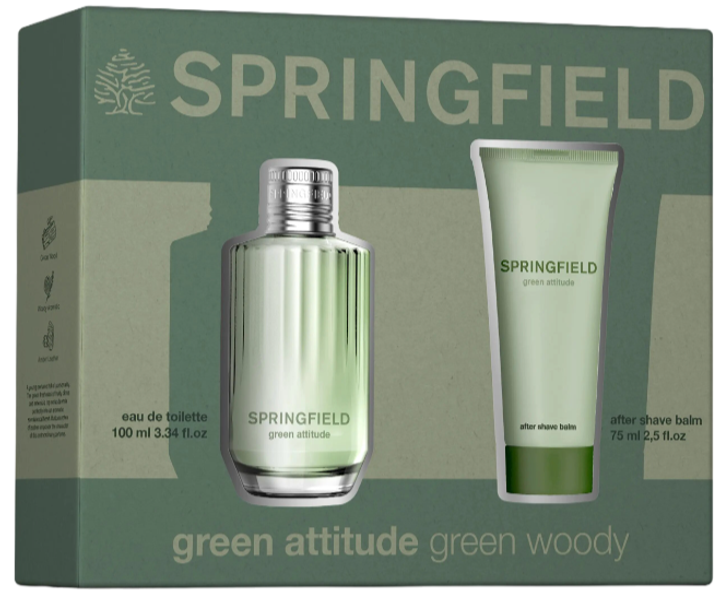 Zestaw męski Springfield Green Attitude Woda toaletowa 100 ml + Balsam po goleniu 75 ml (8411061078594) - obraz 1