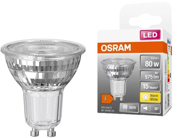 Lampa LED OSRAM Parathom Reflector LED 80 non-dim 36° 6.9W/827 GU10 (4058075112605) - obraz 3