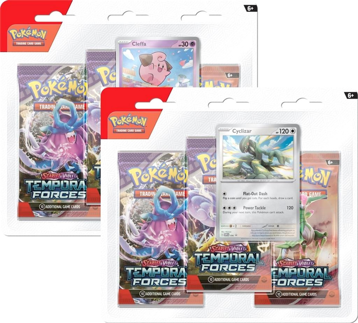 Ігрові карти Pokemon TCG Temporal Forces 3pack Bli Cleffa (820650856464) - зображення 2