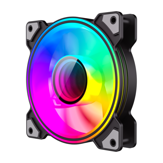 Кулер для корпуса GameMax Dual Ring Infinity BK RGB-подсветка 120мм - изображение 3