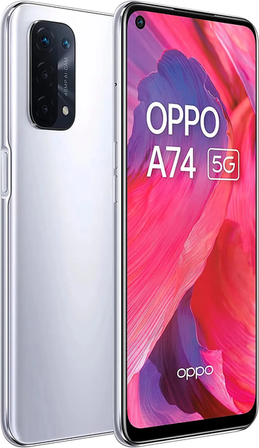 Смартфон 6.5" Full HD OPPO A74 5G 6/128 GB 5G 2 SIM NFC 48/16 Мп 8 ядер Android 13 Space Silver Factory Recertified g2 - зображення 2