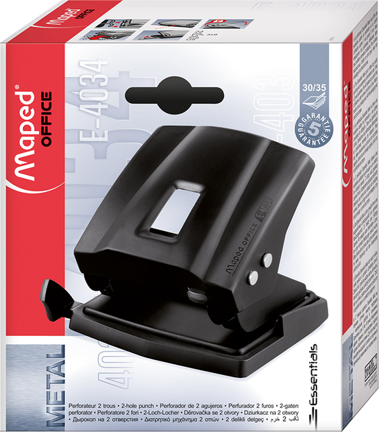 Дырокол металлический ESSENTIALS METAL, 30/35л., черный - изображение 3