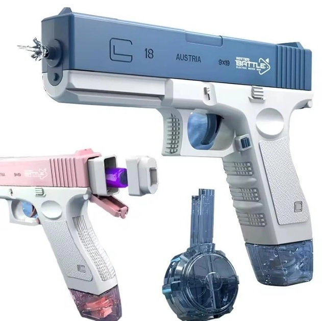Водяной пистолет электрический аккумуляторный Water Gun Glock Розовый - изображение 5