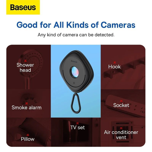 Мини детектор скрытой камеры Baseus Black, антишпион - изображение 4