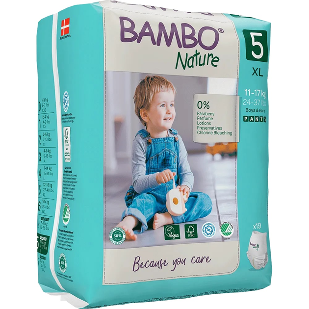 Эко Подгузники-трусики Bambo Nature Pants 5 (11-17 кг), 19 шт. Bambo ...