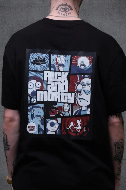 Чоловіча Оверсайз Футболка З Принтом Without Rick and Morty S/M Black - Фото 5 Чоловіча Оверсайз Футболка З Принтом Without Rick and Morty S/M Black - изображение 5