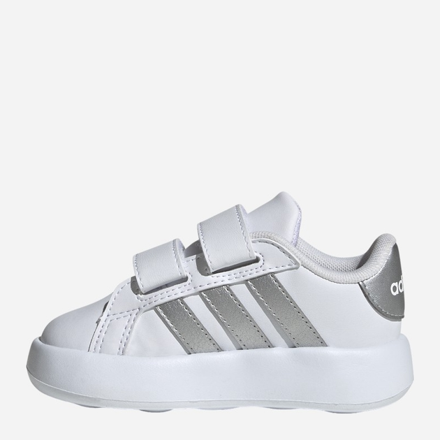 Sneakersy dziecięce dla dziewczynki na rzepy adidas Grand Court 2.0 Cf ID5274 23 Białe ze srebrzystym (4066765031396) - obraz 3