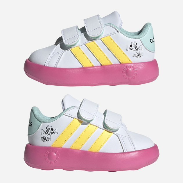 Sneakersy dziecięce dla dziewczynki adidas Grand Court Minnie CF I ID8018 22 Biały/Różowy (4066759472099) - obraz 10