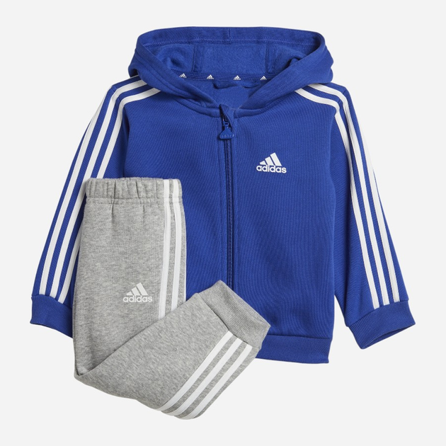 Komplet sportowy (bluza rozpinana + spodnie) chłopięcy Adidas I 3S Fz Fl Jog IB4763 80 Niebieski/Szary (4066762265411) - obraz 1
