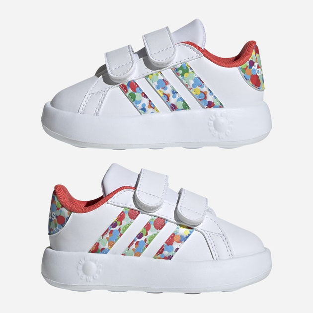 Sneakersy dziecięce dla dziewczynki na rzepy adidas Grand Court 2.0 Cf IG6498 22 Białe z wielokolorowym (4066766671096) - obraz 10