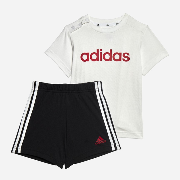 Komplet chłopięcy letni (koszulka + spodenki) adidas I Lin Co T Set HR5890 80 Biały/Czarny (4066748153527) - obraz 1