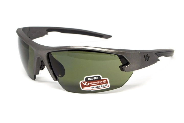 Защитные очки Venture Gear Tactical Semtex 2.0 Gun Metal (forest gray) Anti-Fog, чёрно-зелёные в оправе цвета "тёмный металлик" - изображение 2