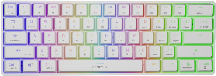 Клавіатура бездротова Genesis Thor 660 RGB Gateron Red Bluetooth/USB White (NKG-1845) - зображення 1