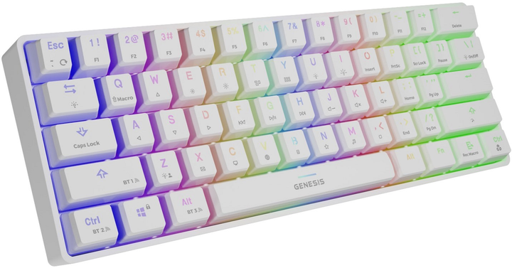 Klawiatura bezprzewodowa Genesis Thor 660 RGB Gateron Red Bluetooth/USB Biała (NKG-1845) - obraz 3