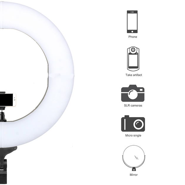 Селфи лампа и LED освещением Tripod Stand Plug Powered 14" ZM336 3200-5600K высота штатива 180 см 6Вт - изображение 6