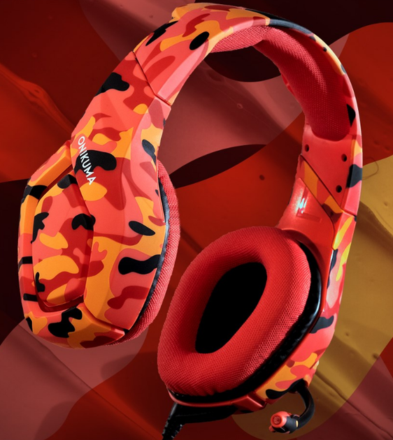 Игровые наушники Onikuma K1-B с микрофоном Aux 2.2м Camouflage red - изображение 6