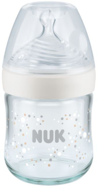 Скляна пляшечка для годування Nuk Nature Sense з соскою Біла 120 мл (4008600441427) - зображення 1