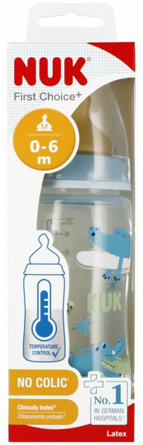Пляшечка для годування Nuk First Choice з індикатором температури Блакитна 300 мл (5000005287593) - зображення 1
