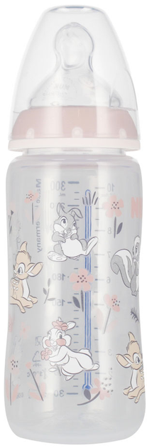 Butelka do karmienia Nuk First Choice Bambi ze wskaźnikiem temperatury 6-18 miesięcy Różowa 300 ml (4008600418696) - obraz 1