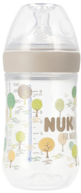 Butelka do karmienia Nuk For Nature Trees M ze smoczkiem silikonowym Beżowa 260 ml (4008600441151) - obraz 1