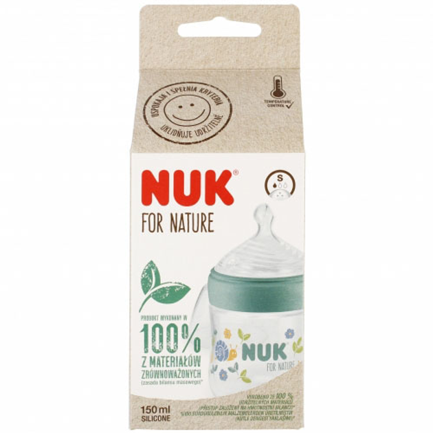 Пляшечка для годування Nuk For Nature S з силіконовою соскою Зелена 150 мл (4008600441182) - зображення 3