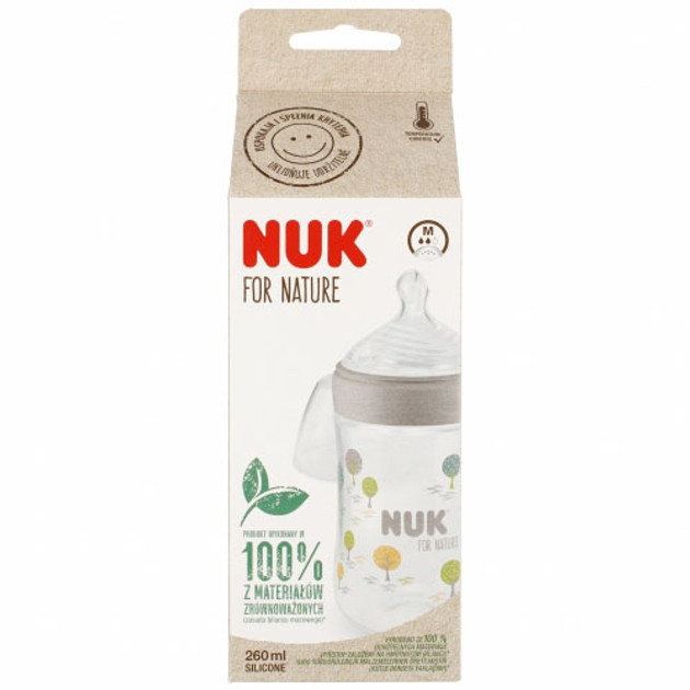Butelka do karmienia Nuk For Nature Trees M ze smoczkiem silikonowym Beżowa 260 ml (4008600441151) - obraz 3