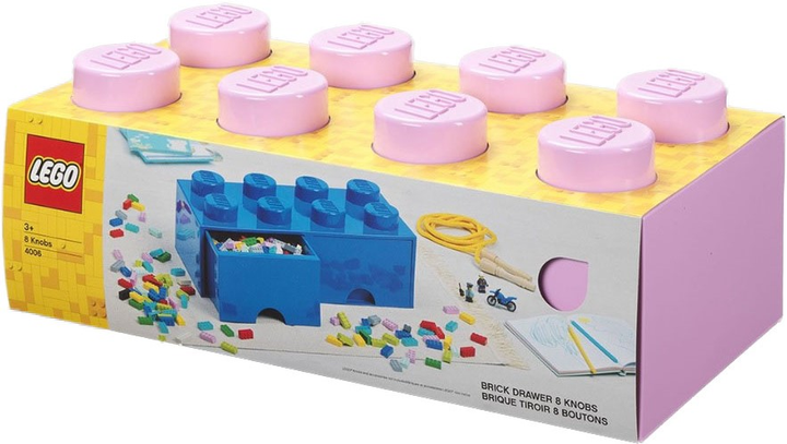 Pudełko LEGO Storage Brick 8 z szufladą i ośmioma wypustkami Różowy (40061738) - obraz 1