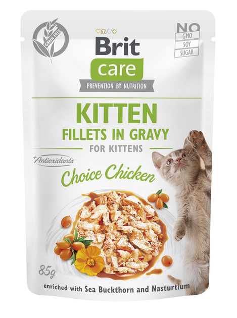 Корм влажный для котят Brit Care Cat Fillets in Gravy Choice Chicken ...