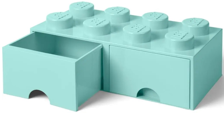 Pudełko LEGO Storage Brick 8 z szufladą i ośmioma wypustkami Aqua Blue (40061742) - obraz 2