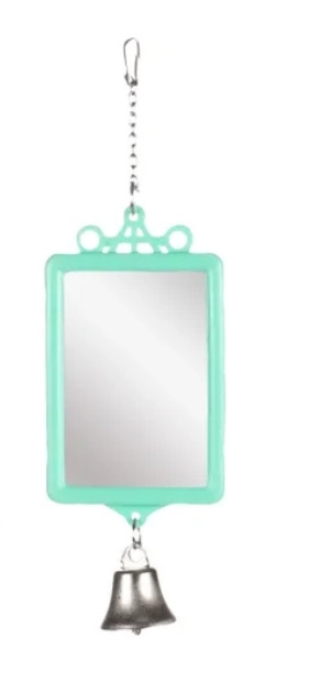Игрушка для птиц Flamingo Mirror Straight+Bell Зеркало с колокольчиком салатовое 6х8 см 100290 - Фото 2 Игрушка для птиц Flamingo Mirror Straight+Bell Зеркало с колокольчиком салатовое 6х8 см 100290 - изображение 2