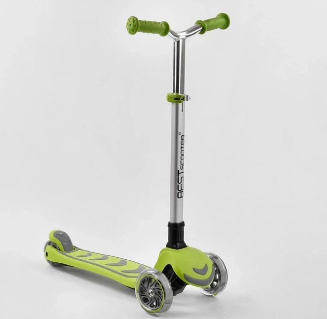 Самокат Best Scooter Y-00436. Складной алюминиевый руль, 4 PU колеса с подсветкой. Салатовый - Фото 1 Самокат Best Scooter Y-00436. Складной алюминиевый руль, 4 PU колеса с подсветкой. Салатовый - изображение 1