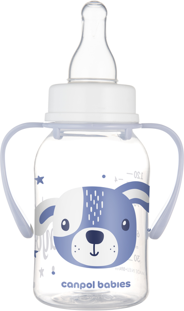Стандартна пляшечка Canpol Babies Cute Animals Собачка з ручками 120 мл (11/823_blu) - зображення 2
