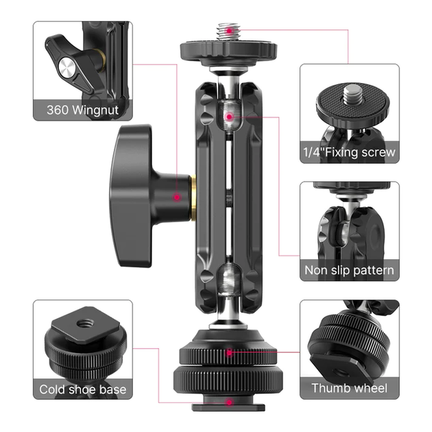 Шарнірне кріплення Ulanzi R098 Double Ball Heads with Code Shoe Mount (UV-2954 R098) (2954) - зображення 5