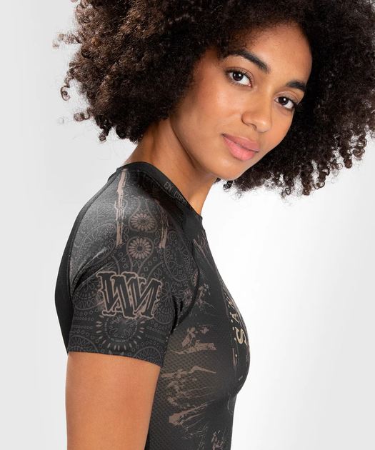 Женский рашгард Venum Women Santa Muerte Dark Side Rashguard Short Sleeves - Black Brown (VENUM-04809-124-XS) - изображение 3