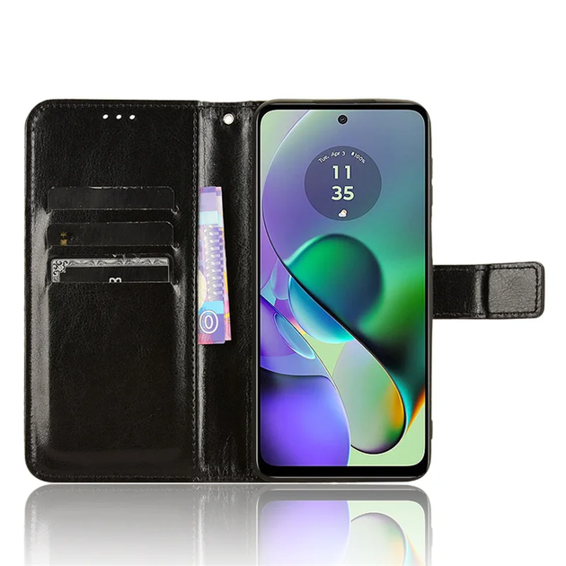 Чехол Idewei для Motorola Moto G54 / G54 Power книжка кожа PU с визитницей черный - изображение 6