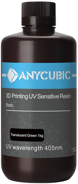 Базова смола Anycubic для 3D принтера Напівпрозора зелена 1 кг (SPTTG-102C) - зображення 1