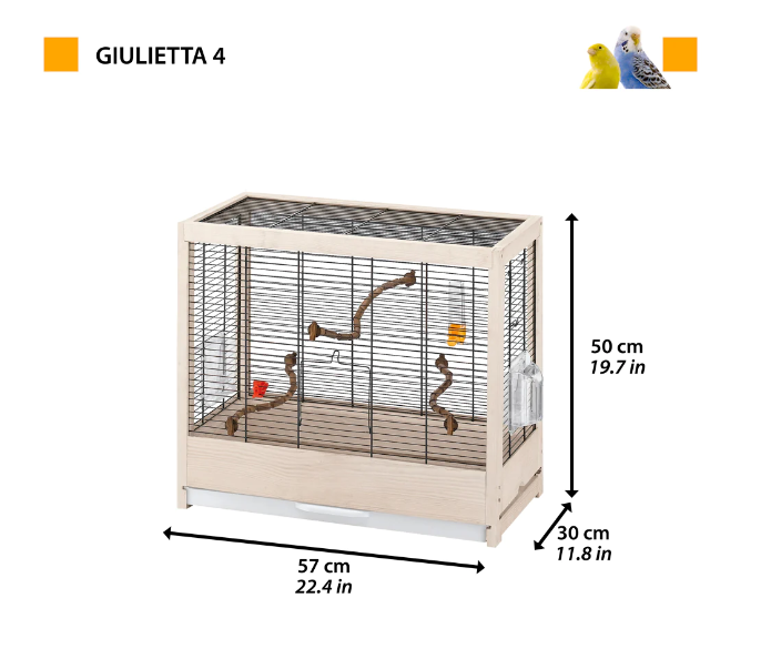 Клітка для канарок та маленьких птахів Ferplast Giulietta 4 дерев'яна 57x30x50 см 52067017 - Фото 2 Клітка для канарок та маленьких птахів Ferplast Giulietta 4 дерев'яна 57x30x50 см 52067017 - зображення 2