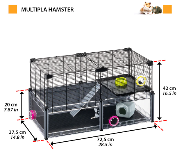 Модульная клетка для хомяков и мышей Ferplast Multipla Hamster с аксессуарами черная 72.5x37.5x42 см 57007217 - изображение 2