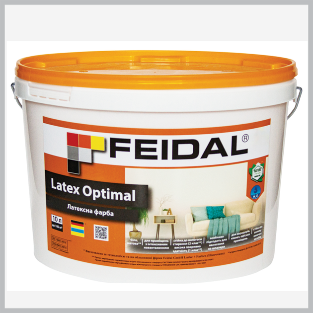 Фарба інтер'єрна латексна Feidal Latex Optimal 2.5л - Фото 1 Фарба інтер'єрна латексна Feidal Latex Optimal 2.5л - изображение 1