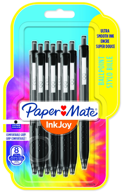 Zestaw długopisów Paper Mate InkJoy Czarne 8 szt (3501179565798) - obraz 1